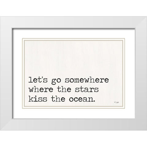 Where the Stars Kiss the Ocean White Modern Wood Framed Art Print with Double Matting by Jaxn Blvd.