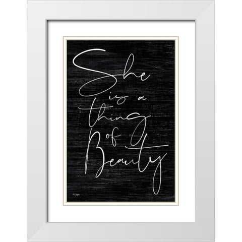 She is a Thing of Beauty White Modern Wood Framed Art Print with Double Matting by Jaxn Blvd.