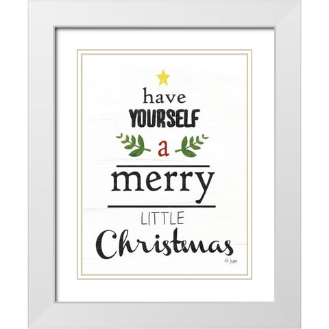 Merry Little Christmas White Modern Wood Framed Art Print with Double Matting by Jaxn Blvd.