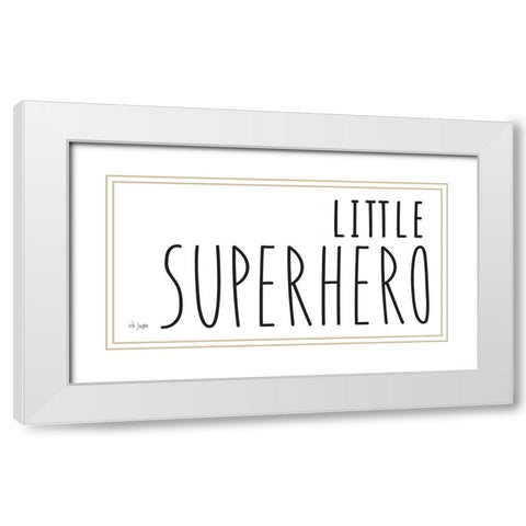 Little Superhero White Modern Wood Framed Art Print with Double Matting by Jaxn Blvd.