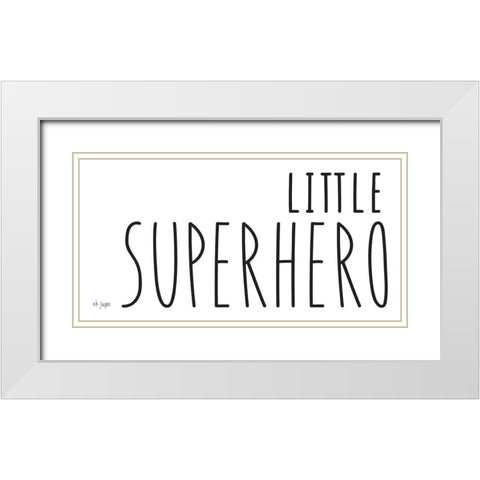 Little Superhero White Modern Wood Framed Art Print with Double Matting by Jaxn Blvd.