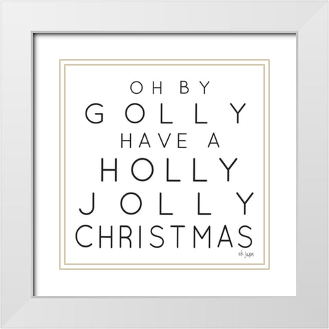 Holly Jolly Christmas White Modern Wood Framed Art Print with Double Matting by Jaxn Blvd.