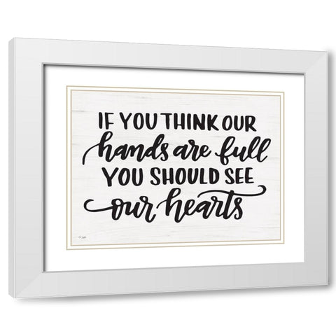 Our Hearts White Modern Wood Framed Art Print with Double Matting by Jaxn Blvd.