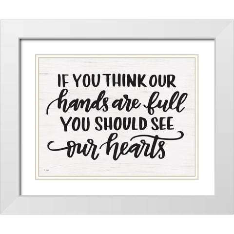 Our Hearts White Modern Wood Framed Art Print with Double Matting by Jaxn Blvd.