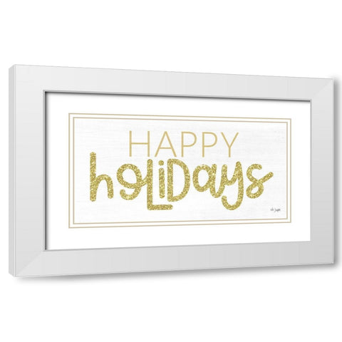 Happy Holidays White Modern Wood Framed Art Print with Double Matting by Jaxn Blvd.