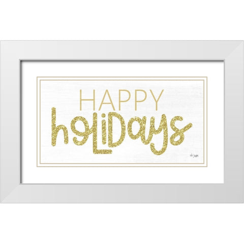 Happy Holidays White Modern Wood Framed Art Print with Double Matting by Jaxn Blvd.
