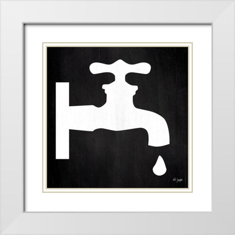 Faucet Drip White Modern Wood Framed Art Print with Double Matting by Jaxn Blvd.