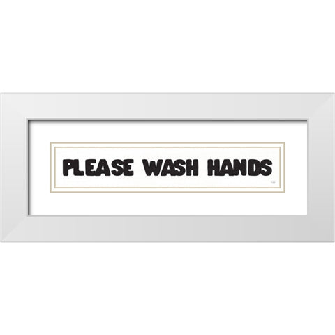 Please Wash Hands White Modern Wood Framed Art Print with Double Matting by Jaxn Blvd.