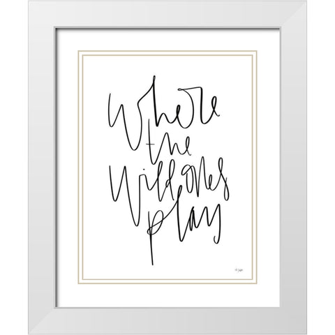 Where the Wild Ones Play White Modern Wood Framed Art Print with Double Matting by Jaxn Blvd.