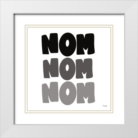 NOM NOM NOM White Modern Wood Framed Art Print with Double Matting by Jaxn Blvd.
