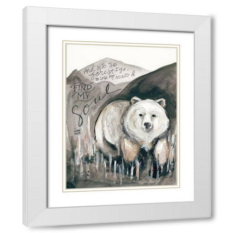 Find My Soul Bear White Modern Wood Framed Art Print with Double Matting by Mingo, Jessica