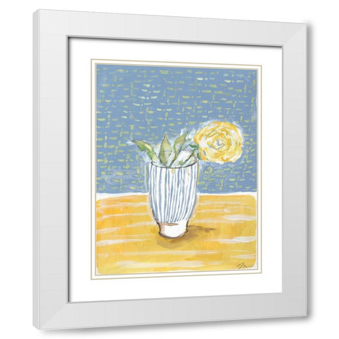 Rose in Glass I White Modern Wood Framed Art Print with Double Matting by Mingo, Jessica