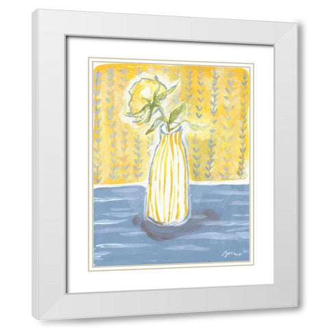 Rose in Glass II White Modern Wood Framed Art Print with Double Matting by Mingo, Jessica