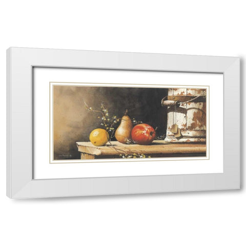 Fruit with Bucket White Modern Wood Framed Art Print with Double Matting by Rossini, John