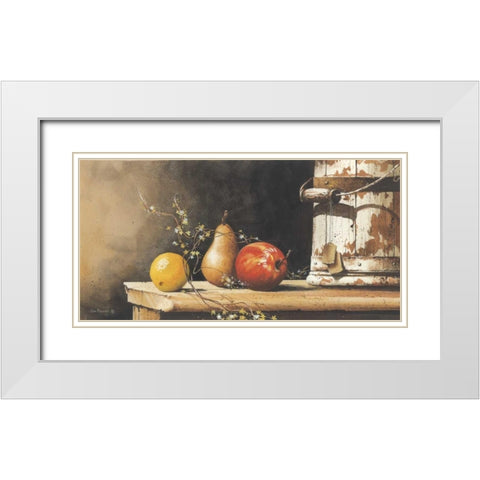 Fruit with Bucket White Modern Wood Framed Art Print with Double Matting by Rossini, John