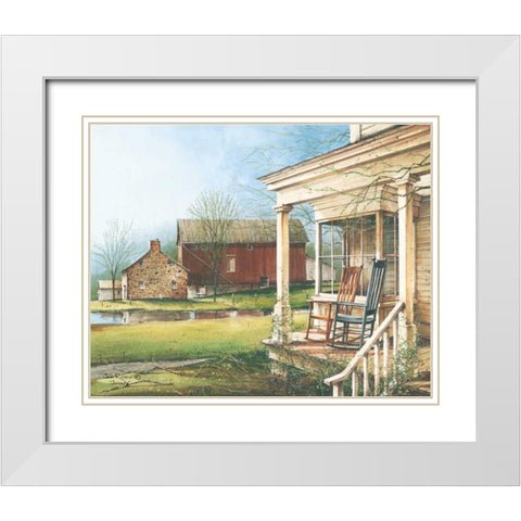 Serenity White Modern Wood Framed Art Print with Double Matting by Rossini, John
