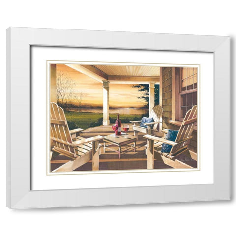 Sunset with Wine White Modern Wood Framed Art Print with Double Matting by Rossini, John