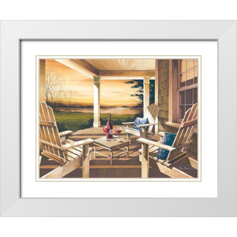 Sunset with Wine White Modern Wood Framed Art Print with Double Matting by Rossini, John