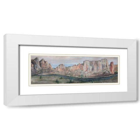 Smith Rock White Modern Wood Framed Art Print with Double Matting by Kamdon Kreations