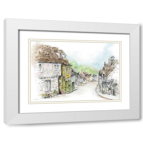 Village White Modern Wood Framed Art Print with Double Matting by Kamdon Kreations