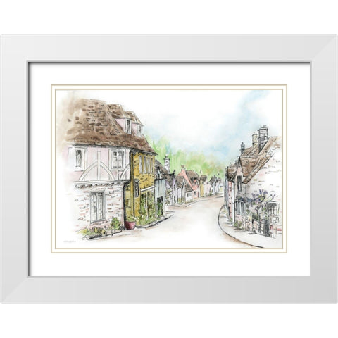 Village White Modern Wood Framed Art Print with Double Matting by Kamdon Kreations