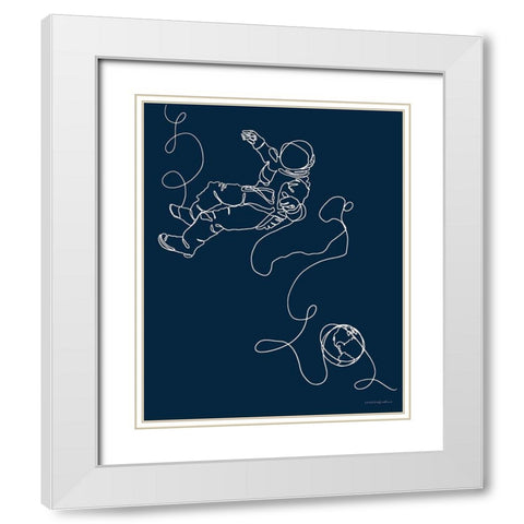 Lines in Space 1 White Modern Wood Framed Art Print with Double Matting by Kamdon Kreations