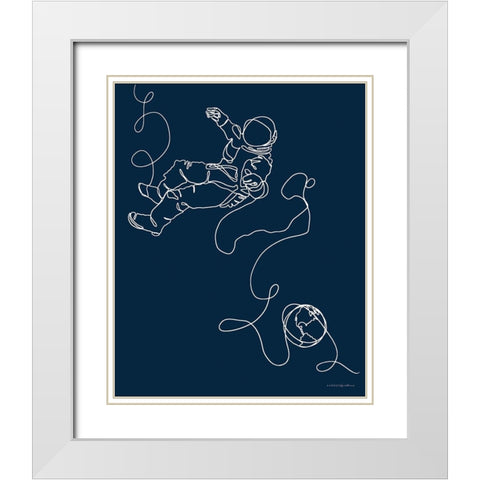 Lines in Space 1 White Modern Wood Framed Art Print with Double Matting by Kamdon Kreations