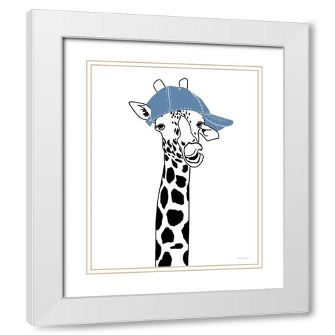Team Roster Giraffe White Modern Wood Framed Art Print with Double Matting by Kamdon Kreations