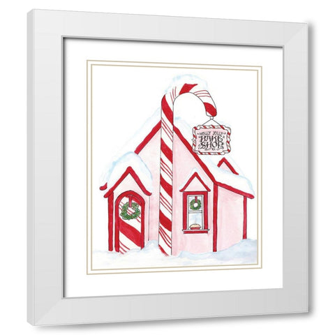 Holly Jolly Bake Shop White Modern Wood Framed Art Print with Double Matting by Kamdon Kreations
