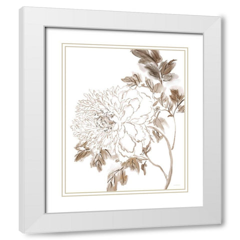 Neutral Bloom White Modern Wood Framed Art Print with Double Matting by Kamdon Kreations