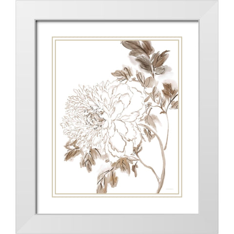 Neutral Bloom White Modern Wood Framed Art Print with Double Matting by Kamdon Kreations