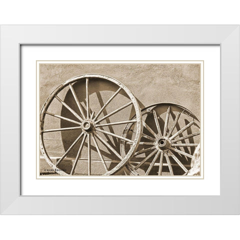 Like a Wagon Wheel White Modern Wood Framed Art Print with Double Matting by Brooks, Kari