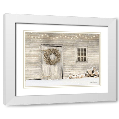 Old Farm Christmas White Modern Wood Framed Art Print with Double Matting by Deiter, Lori
