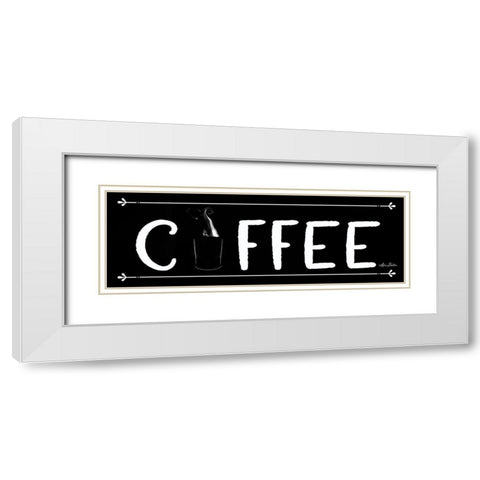 Coffee Banner White Modern Wood Framed Art Print with Double Matting by Deiter, Lori