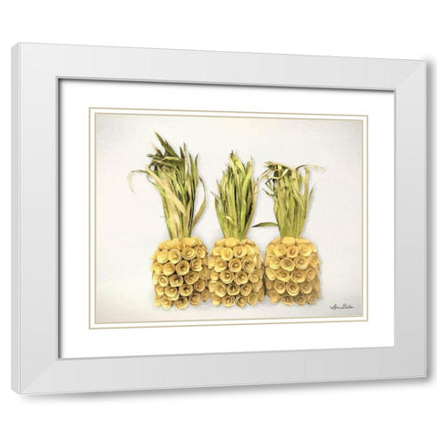 Pineapples White Modern Wood Framed Art Print with Double Matting by Deiter, Lori