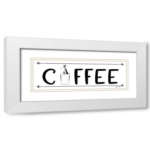 Coffee Banner White Modern Wood Framed Art Print with Double Matting by Deiter, Lori