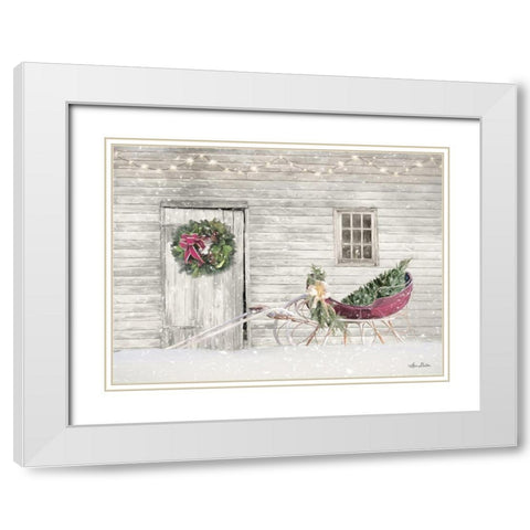 Old Farm Christmas White Modern Wood Framed Art Print with Double Matting by Deiter, Lori