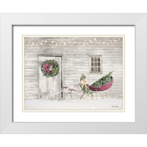 Old Farm Christmas White Modern Wood Framed Art Print with Double Matting by Deiter, Lori