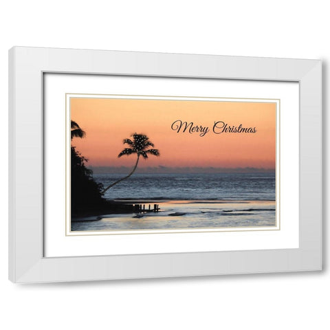 Palm Tree Christmas White Modern Wood Framed Art Print with Double Matting by Deiter, Lori
