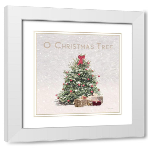 O Christmas Tree White Modern Wood Framed Art Print with Double Matting by Deiter, Lori