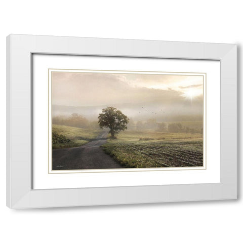 Foggy Country Road II White Modern Wood Framed Art Print with Double Matting by Deiter, Lori