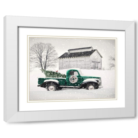 Christmas at Oak Hollow Farm White Modern Wood Framed Art Print with Double Matting by Deiter, Lori