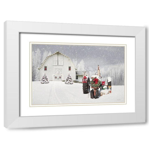 Snowy Country Christmas Wishes White Modern Wood Framed Art Print with Double Matting by Deiter, Lori