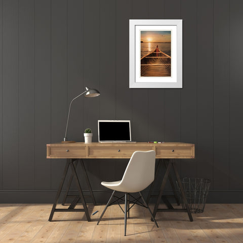 Sunset on the Lake II White Modern Wood Framed Art Print with Double Matting by Deiter, Lori