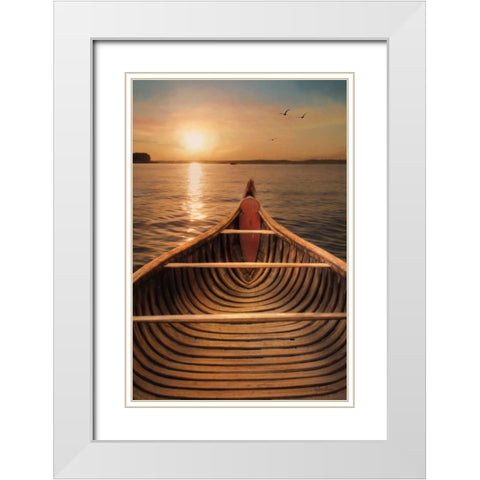 Sunset on the Lake II White Modern Wood Framed Art Print with Double Matting by Deiter, Lori