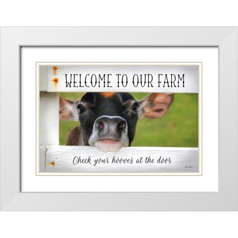 Welcome Cow White Modern Wood Framed Art Print with Double Matting by Deiter, Lori