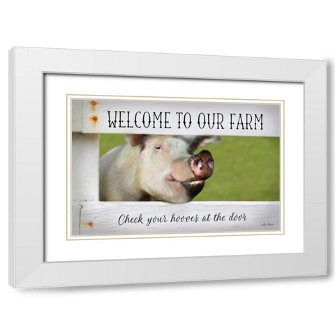 Welcome Pig White Modern Wood Framed Art Print with Double Matting by Deiter, Lori