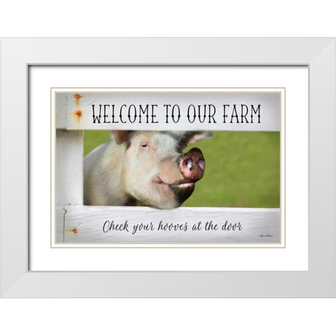 Welcome Pig White Modern Wood Framed Art Print with Double Matting by Deiter, Lori
