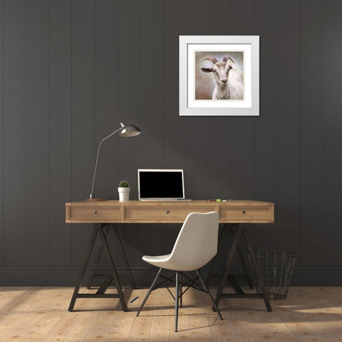Up Close Goat White Modern Wood Framed Art Print with Double Matting by Deiter, Lori