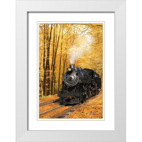 Fall Locomotive White Modern Wood Framed Art Print with Double Matting by Deiter, Lori
